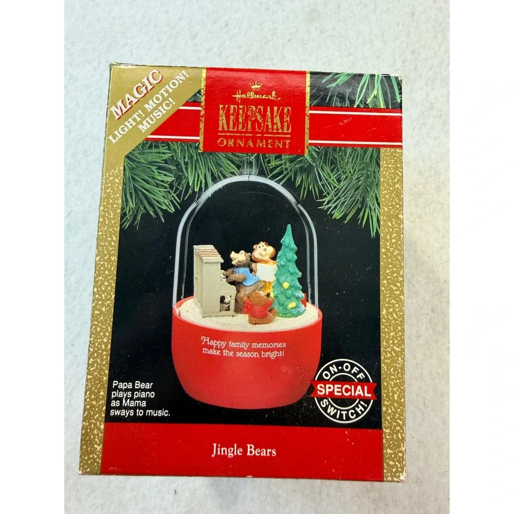 Hallmark Keepsake Magic Ornament Jingle Bears Musical Motion Light 1991 Vintage